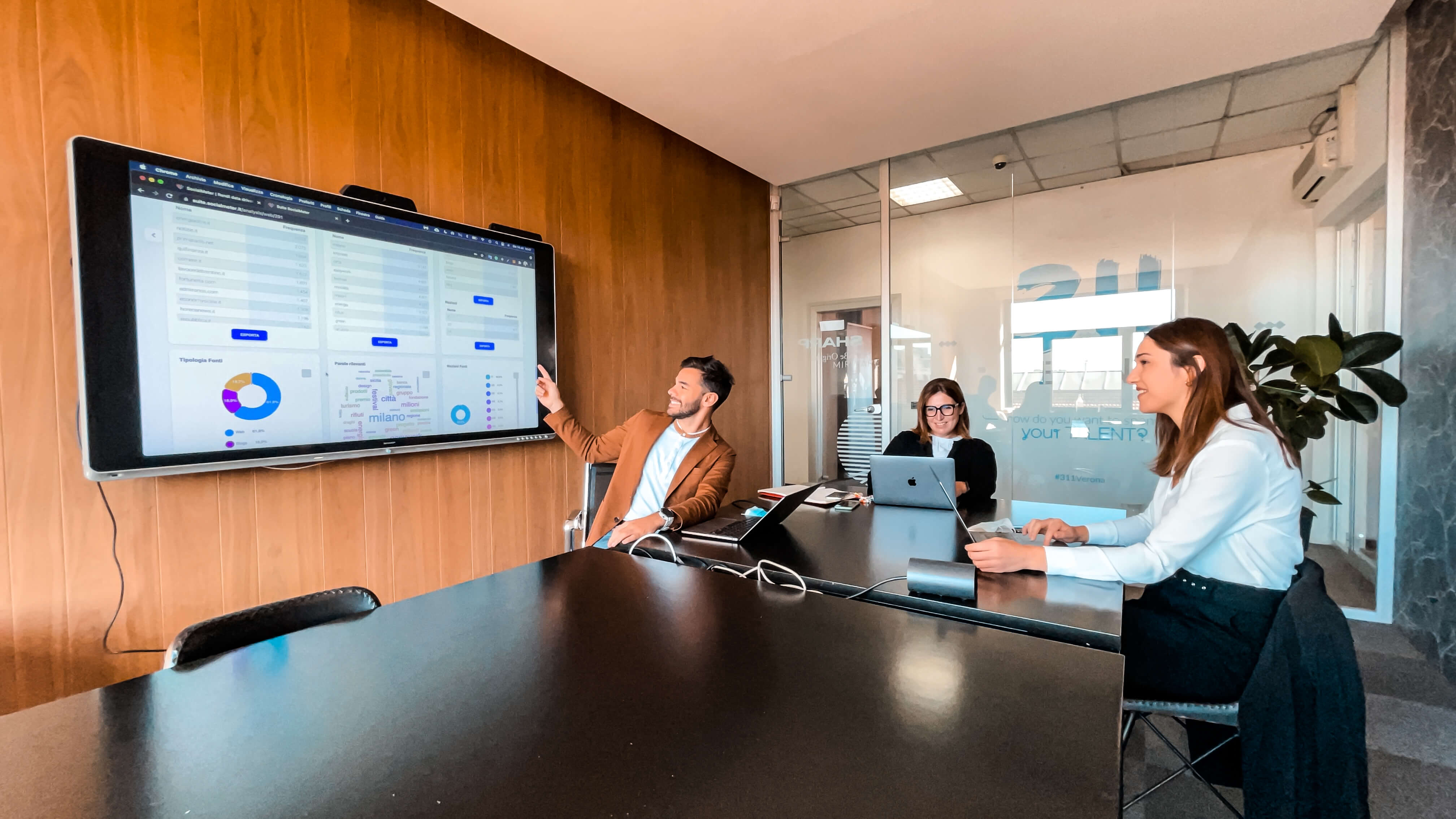 Photos of members of the Analytics, Communications and Marketing teams at work